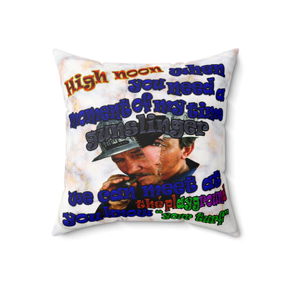 high noon - Faux Suede Square Pillow - (white marble)