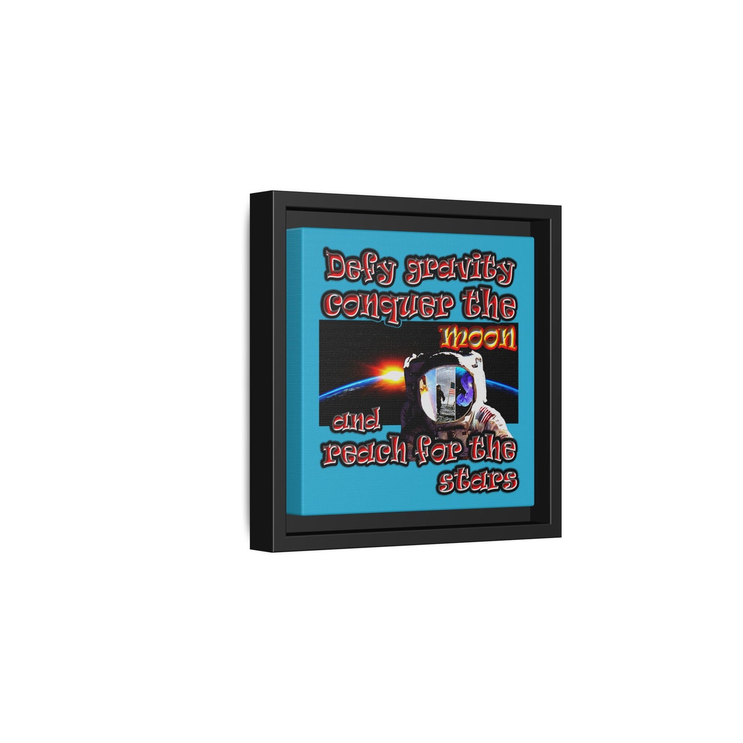 defy conquer reach - framed canvas art (turquoise)