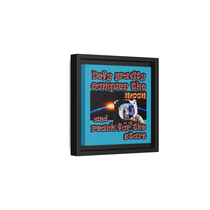 defy conquer reach - framed canvas art (turquoise)