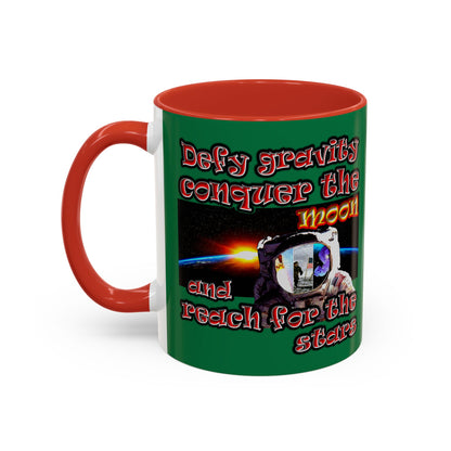 defy conquer reach - Accent Mug (dark green)
