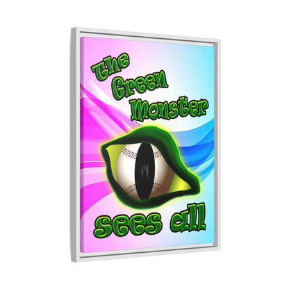green monster - framed canvas art (light blue-pink wave)