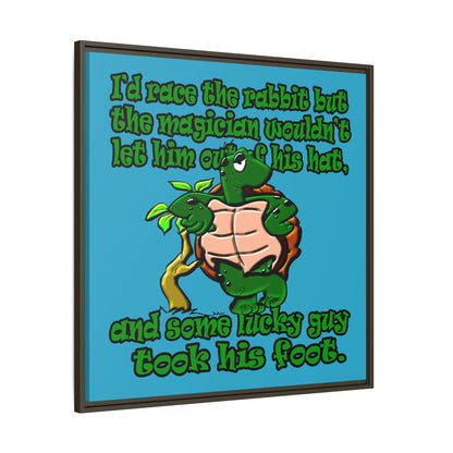 turtle race - framed canvas art (turquoise)