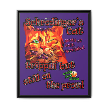 schrodinger's cat - framed canvas art (purple)