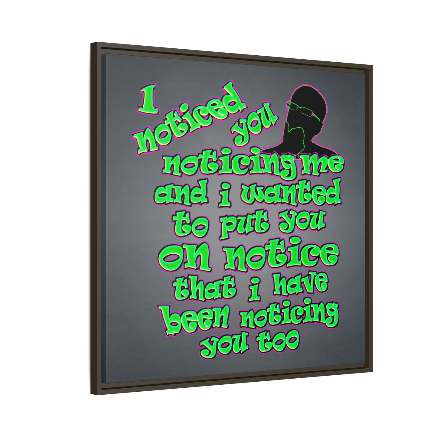 noticed you noticing - framed canvas art (grey-light grey)