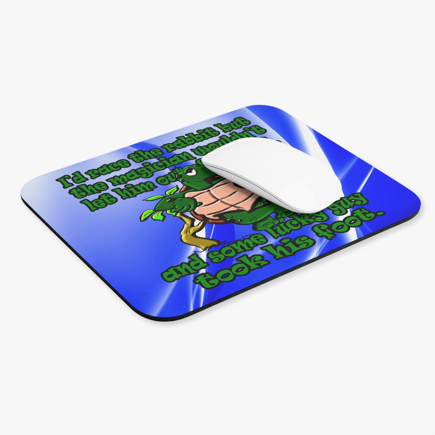 turtle race - Mouse Pad (Rectangle) (blue-white wave)