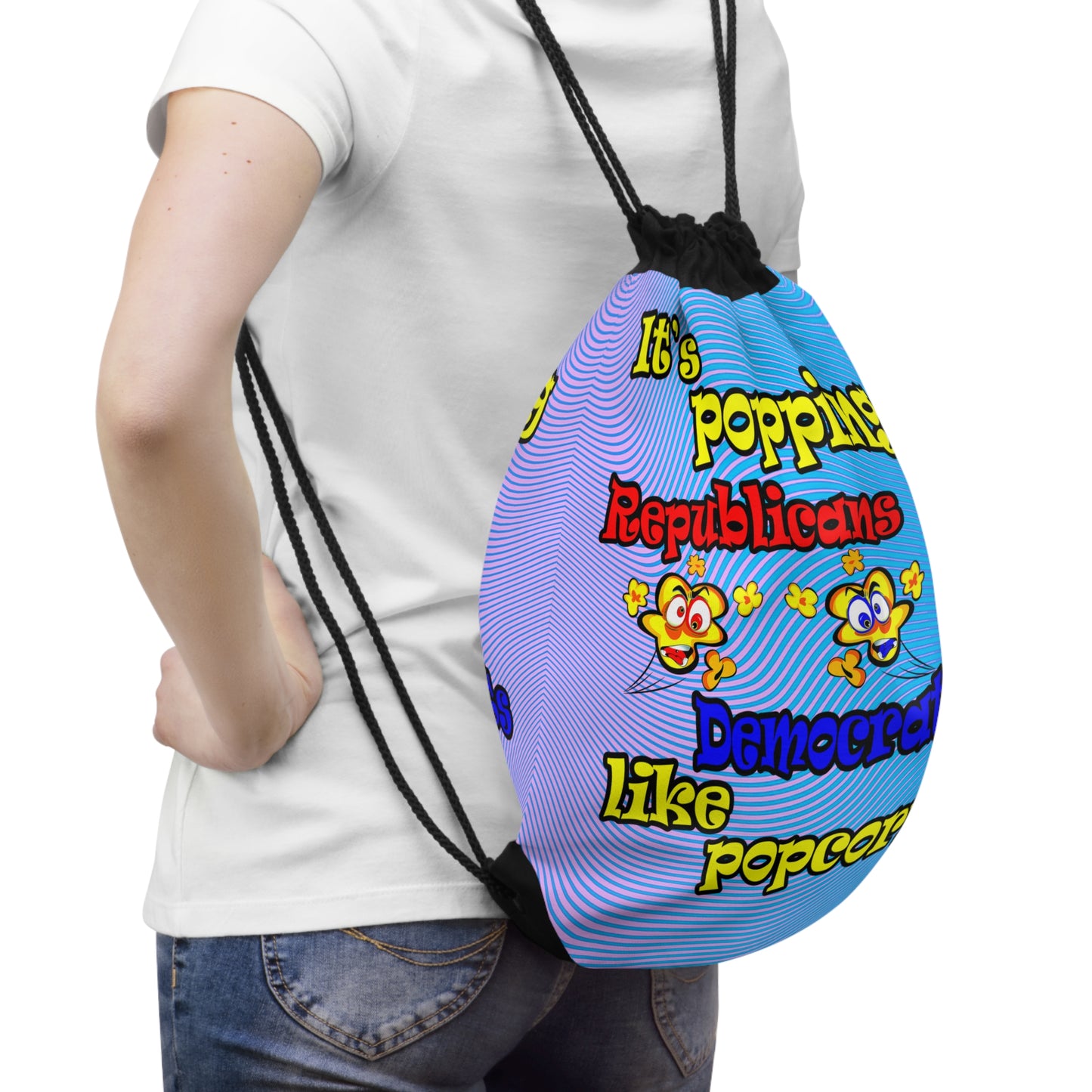 popping like popcorn - Drawstring Bag (light blue-purple wave)