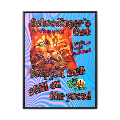 schrodinger's cat - framed canvas art (light blue-purple wave)
