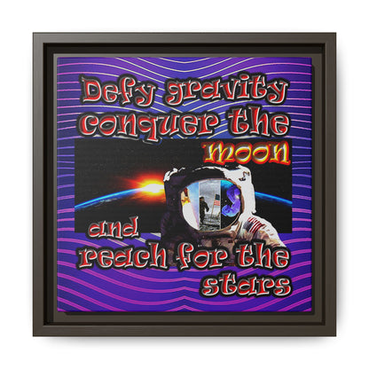 defy conquer reach - framed canvas art (purple wave)