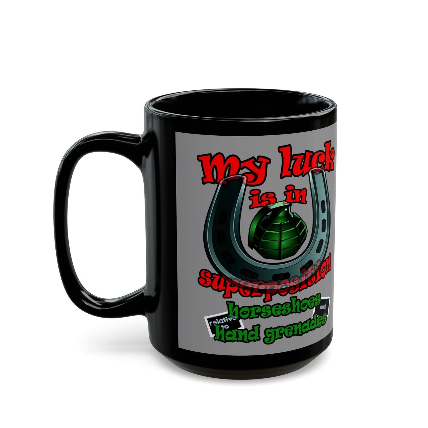 my luck - Black Mug (grey)