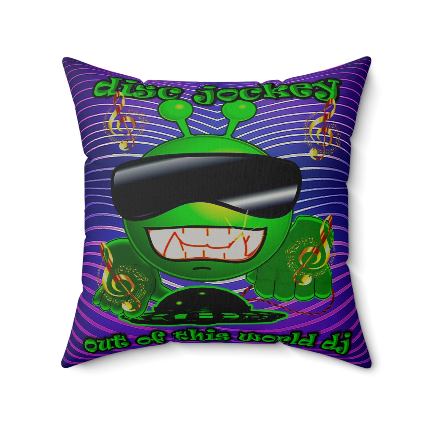 disc jockey - Faux Suede Square Pillow - (purple wave)