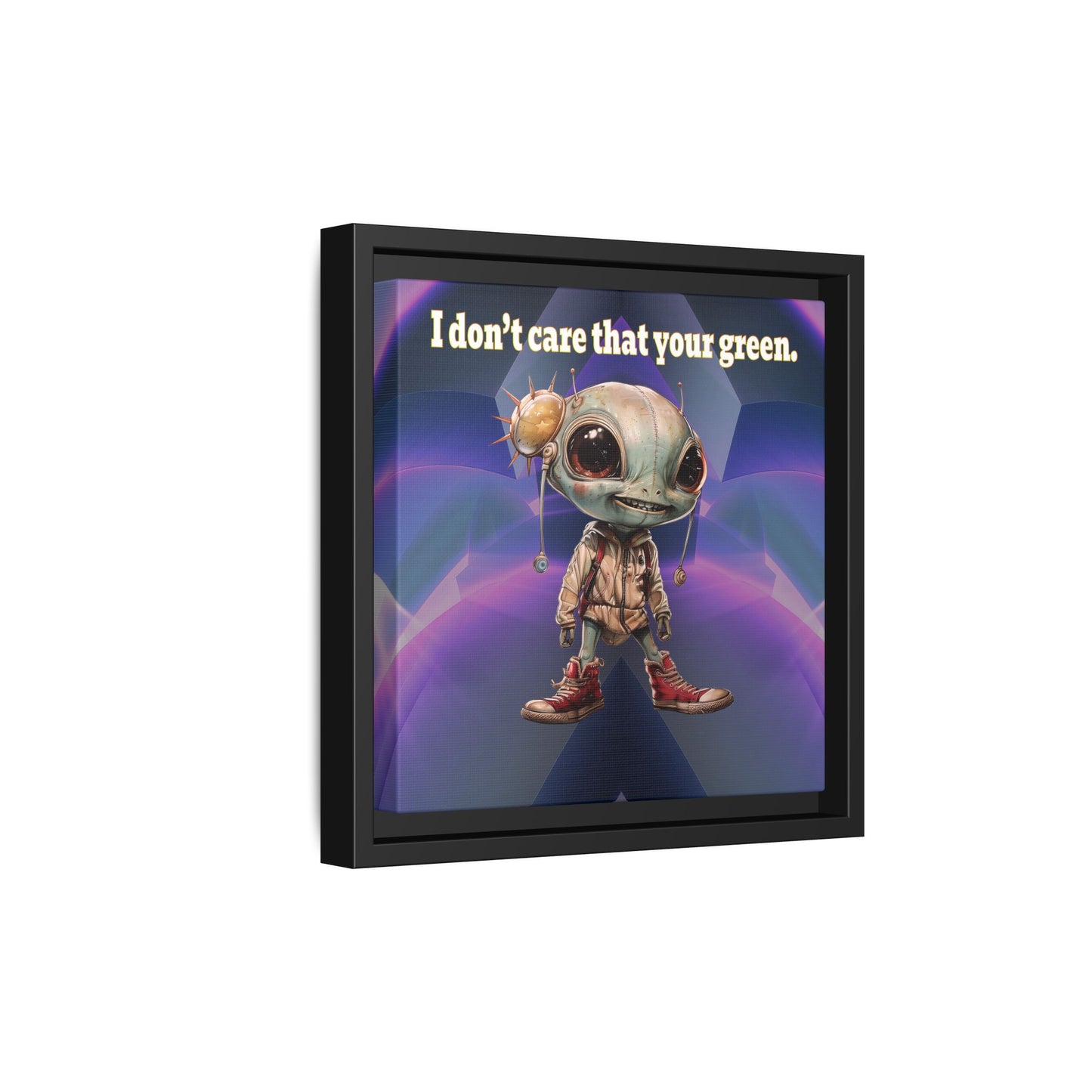 I don't care that your green - framed canvas art (grey-pink wave)