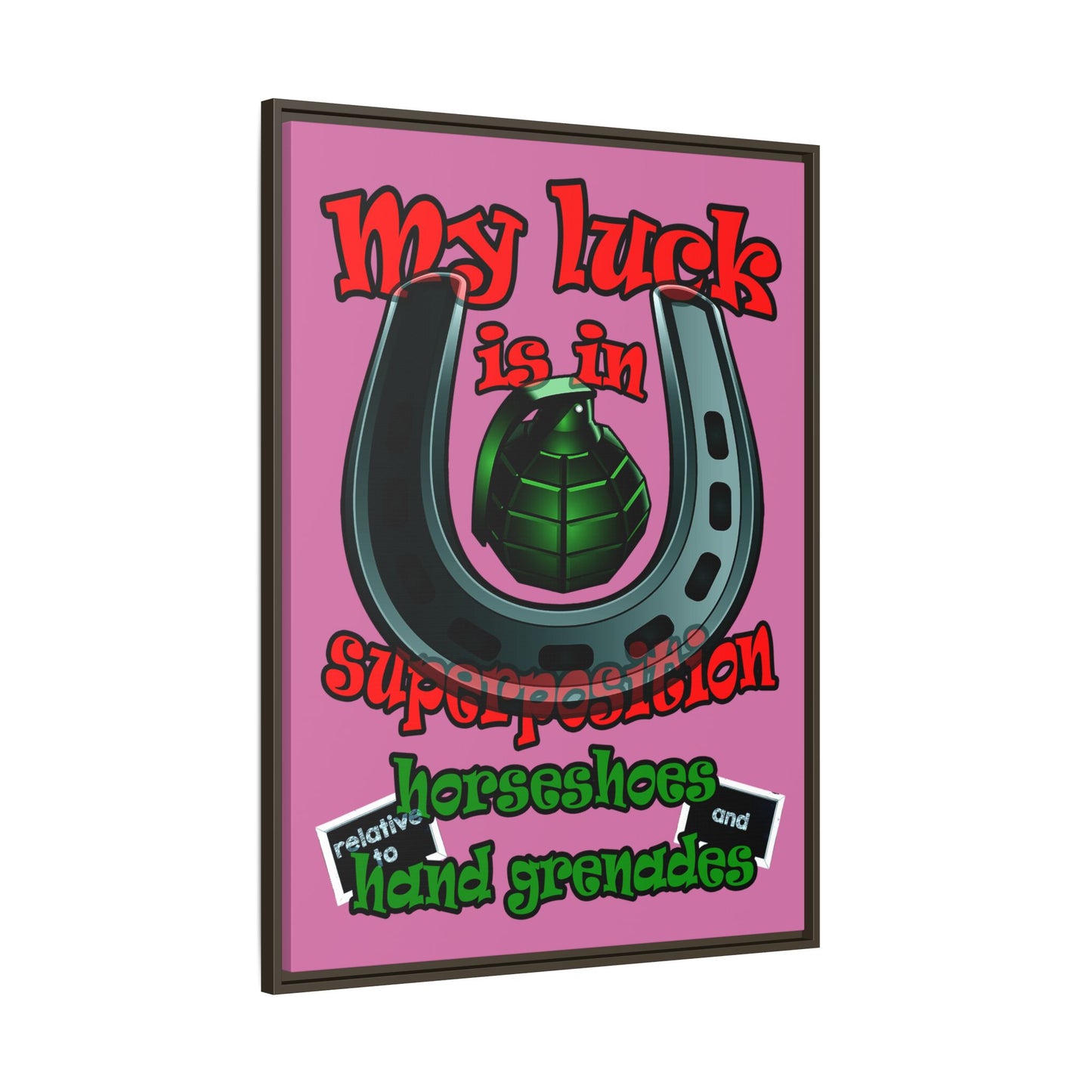 my luck - framed canvas art (light pink)