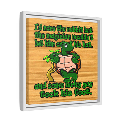 turtle race - framed canvas art (butterscotch wood finish)