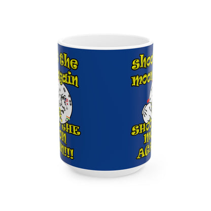 shoot the moon again - White Mug (dark blue)