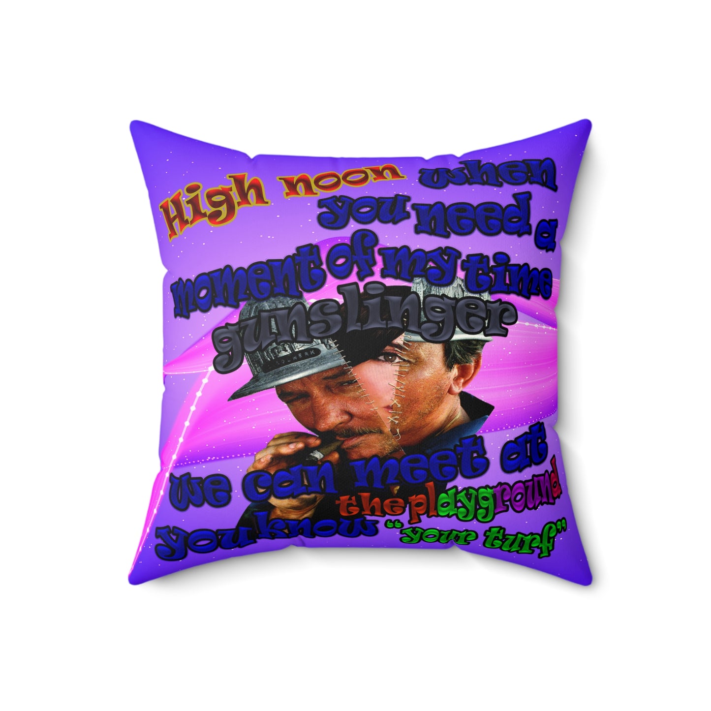high noon - Spun Polyester Square Pillow - (purple-pink wave)