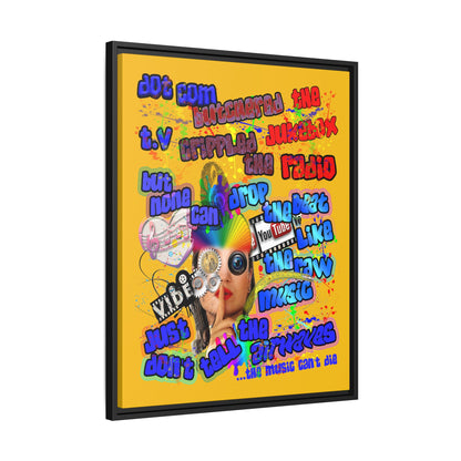drop the beat - framed canvas art (yellow)
