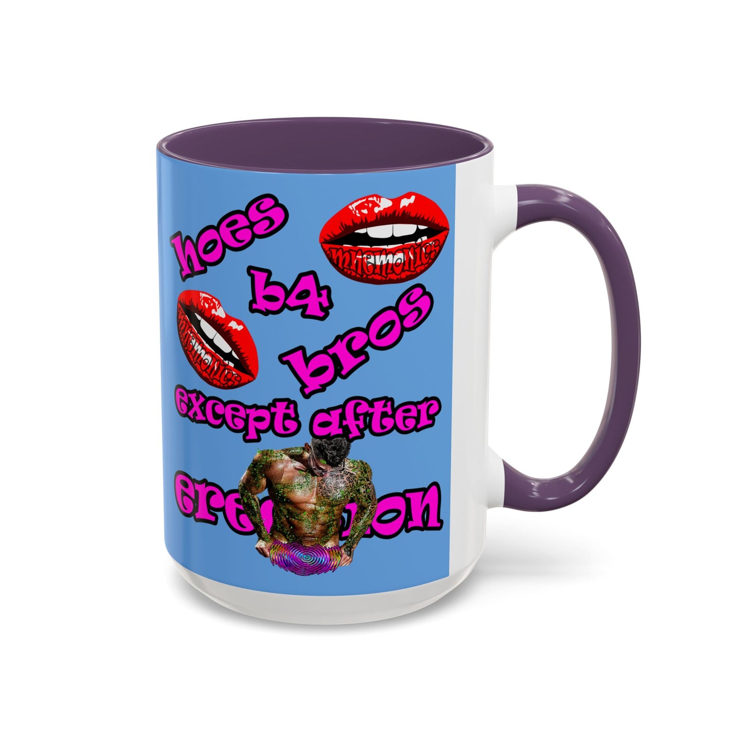 hoes b4 bros - Accent Mug (light blue)