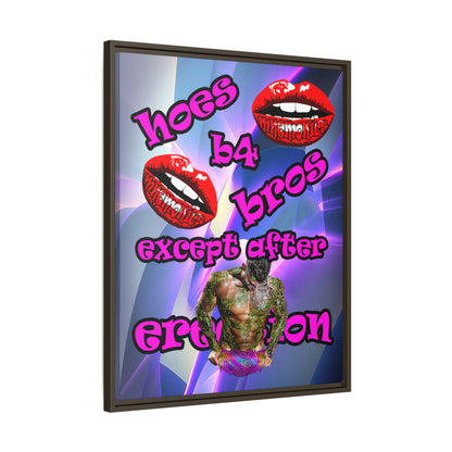 hoes b4 bros - framed canvas art (grey-pink wave)
