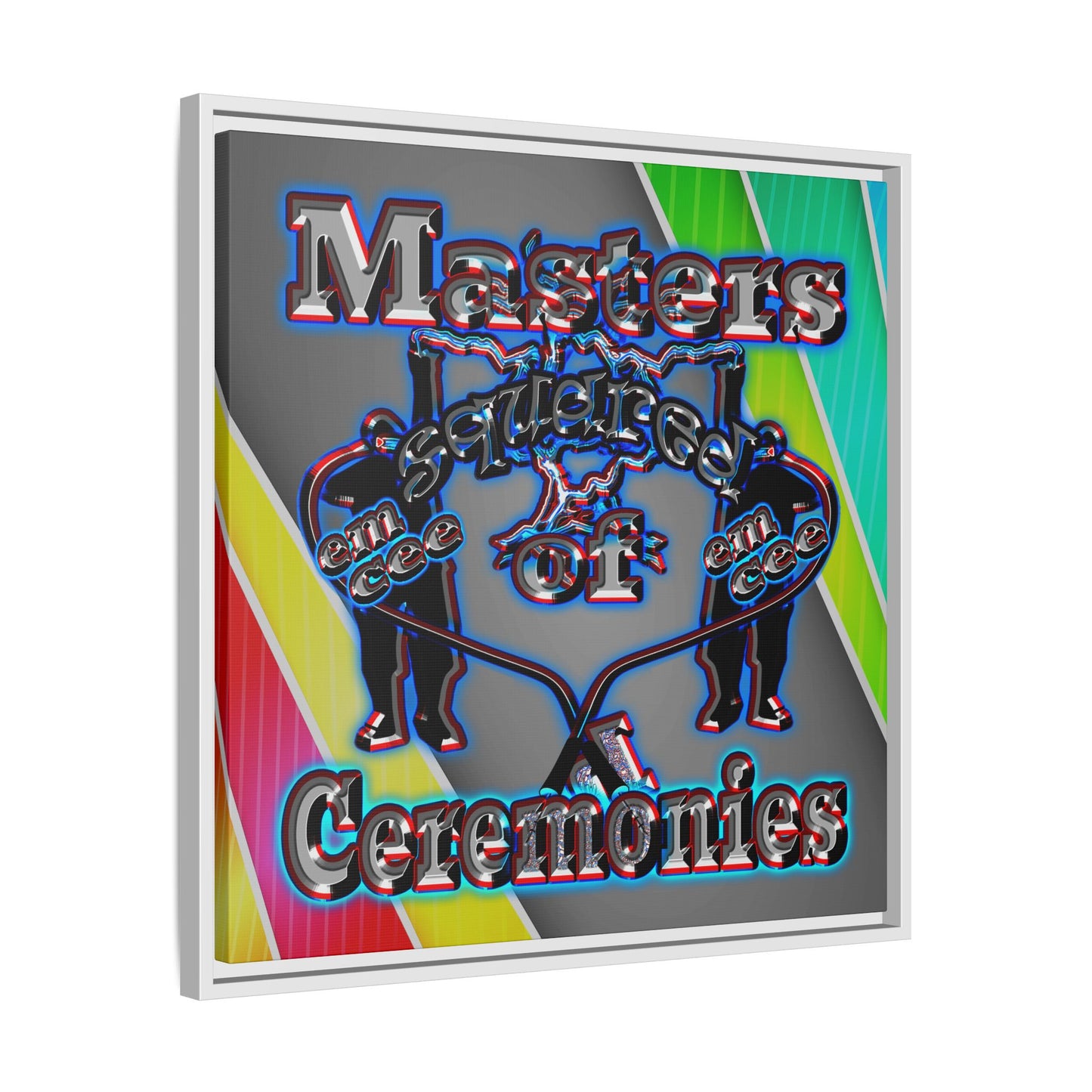em cee squared - framed canvas art (rainbow split)