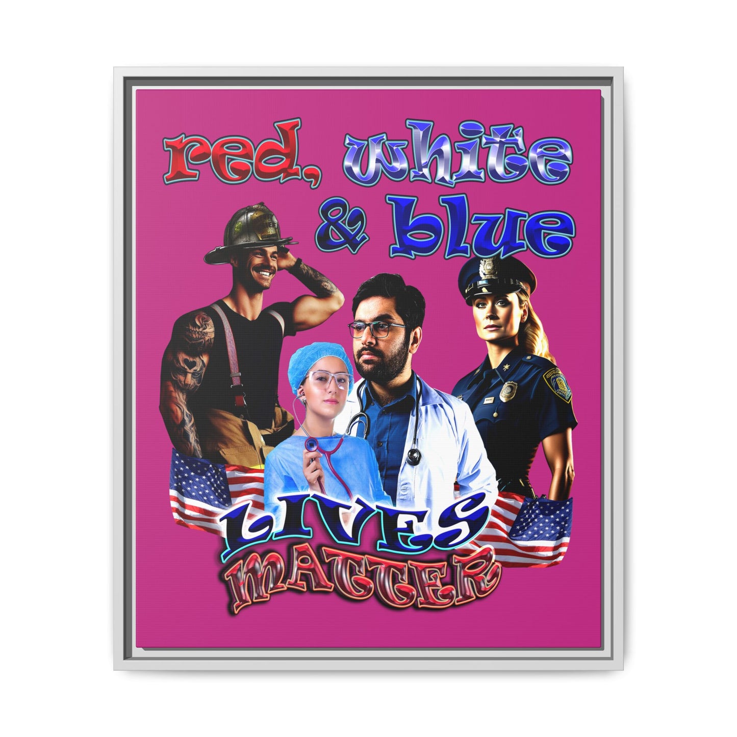 rw&b lives matter - framed canvas art (pink)
