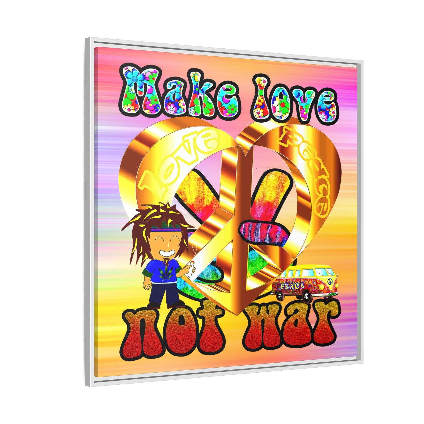 love peace - framed canvas art (color blur)