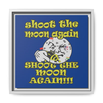 shoot the moon again - framed canvas art (dark blue)