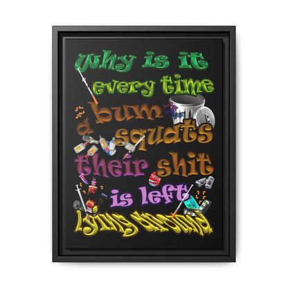 the bum's shit - framed canvas art (black)