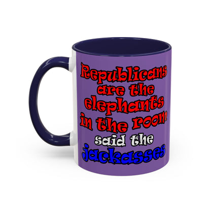 donkeys and elephants - Accent Mug (light purple)