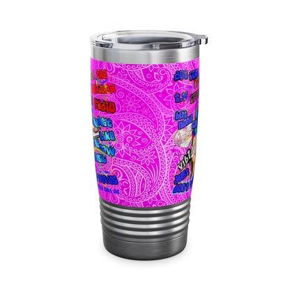drop the beat - Ringneck Tumbler, 20oz  (pink swirl)