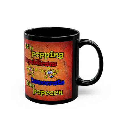 popping like popcorn - Black Mug (burnt orange)