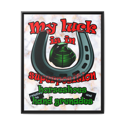 my luck - framed canvas art (white marble)