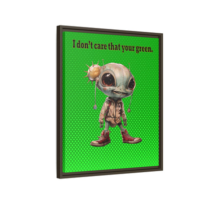 I don't care that your green - framed canvas art (logo green)