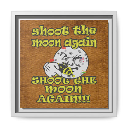 shoot the moon again - framed canvas art (brown papyrus)