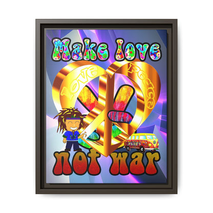 love peace - framed canvas art (grey-pink wave)