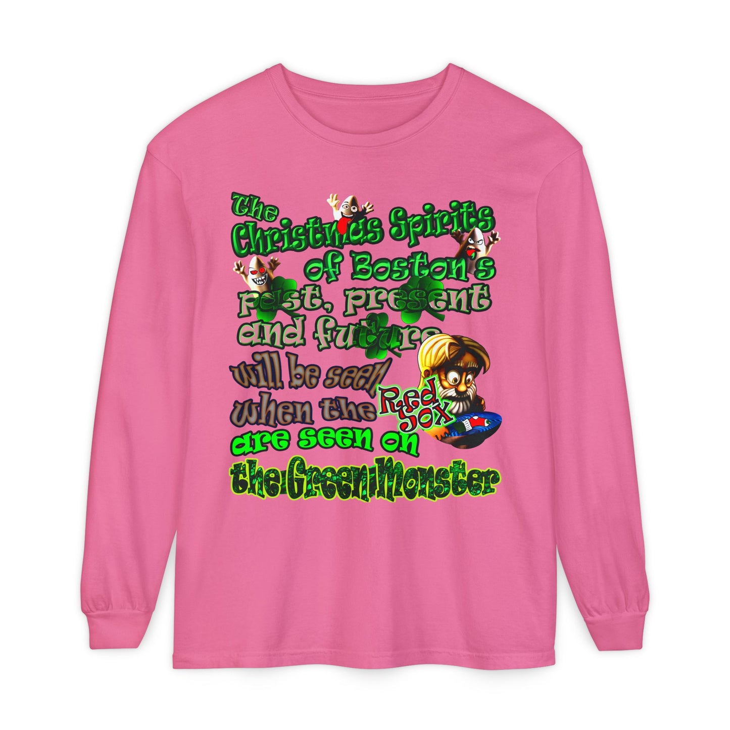 christmas spirits of boston - Unisex Garment-dyed Long Sleeve T-Shirt