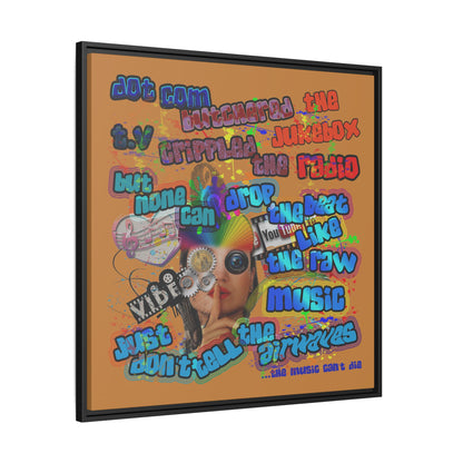 drop the beat - framed canvas art (light brown)