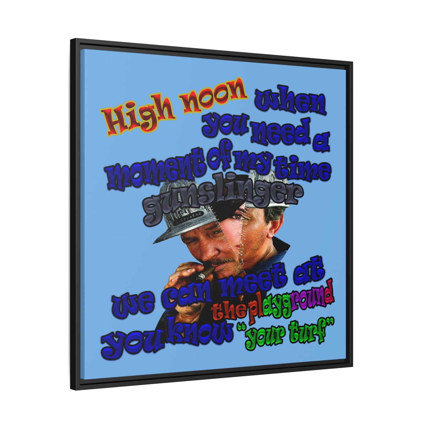 high noon - framed canvas art (light blue)
