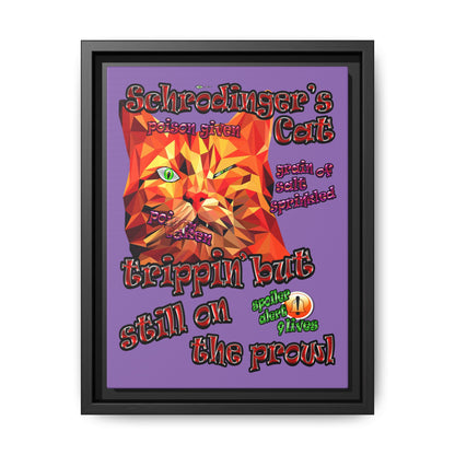 schrodinger's cat - framed canvas art (light purple)