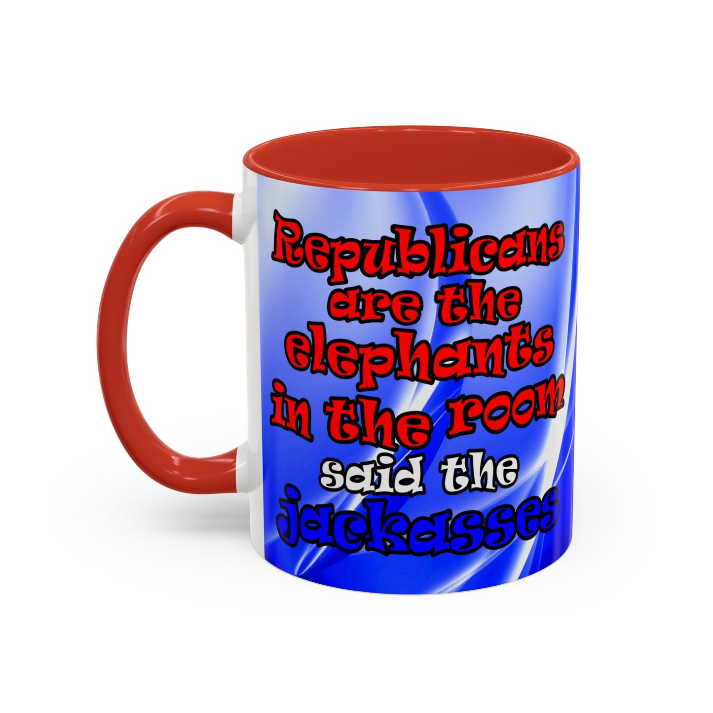 donkeys and elephants - Accent Mug (blue-white wave)