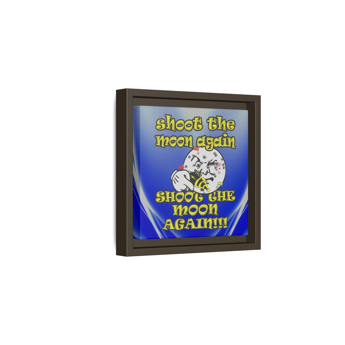 shoot the moon again - framed canvas art (blue-white wave)