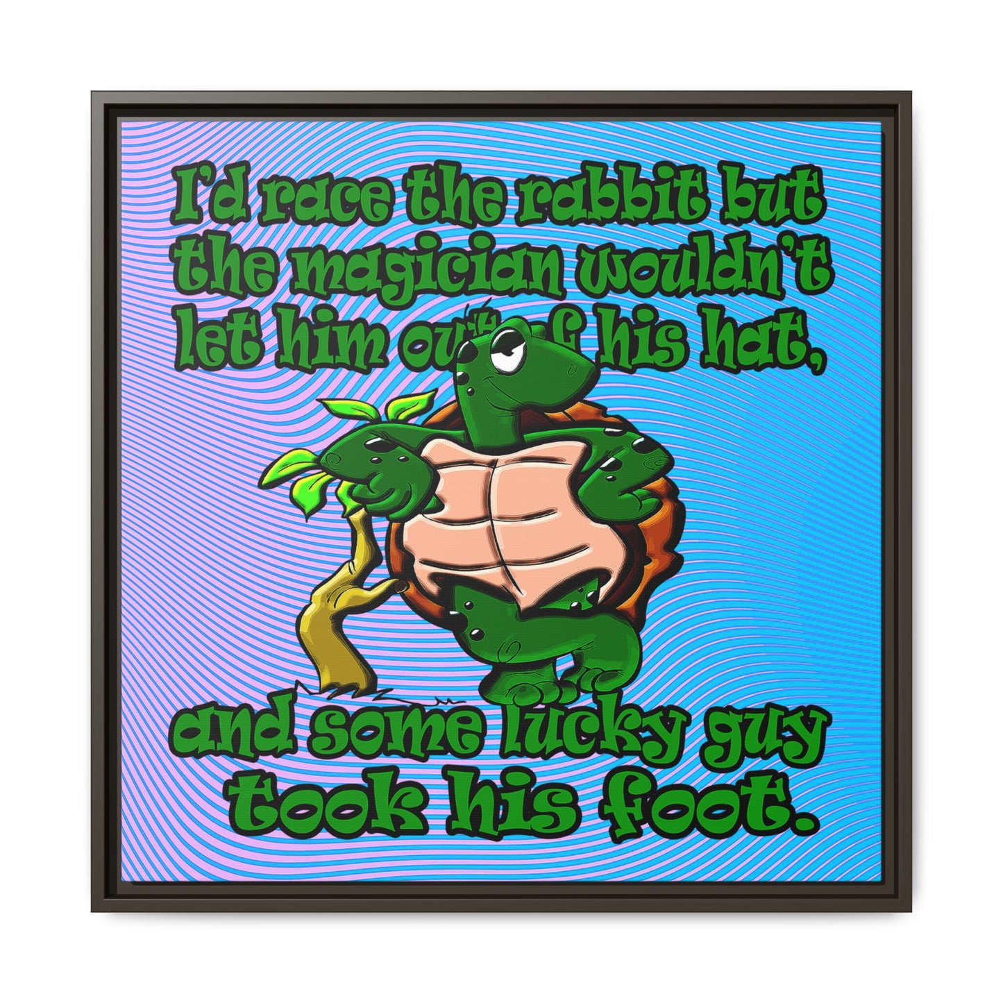 turtle race - framed canvas art (light blue-purple wave)
