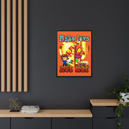 love peace - framed canvas art (orange)