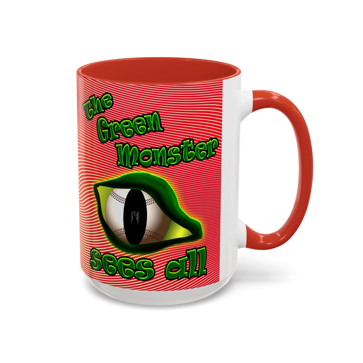 green monster - Accent Mug (yellow-orange wave)