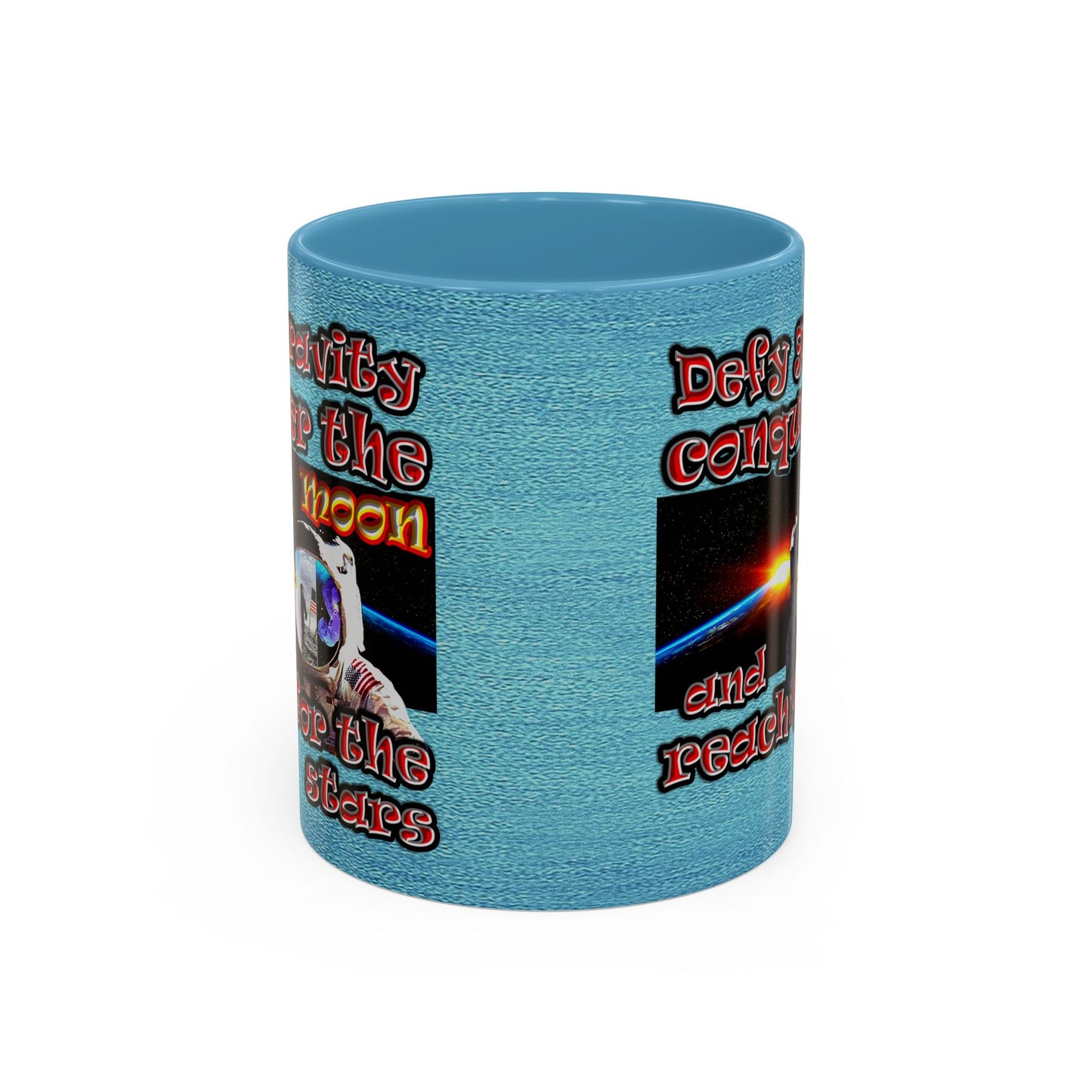defy conquer reach - Accent Mug (faded blue)