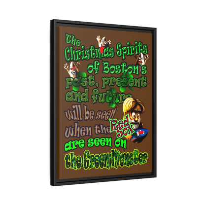 christmas spirits of boston - framed canvas art (brown)