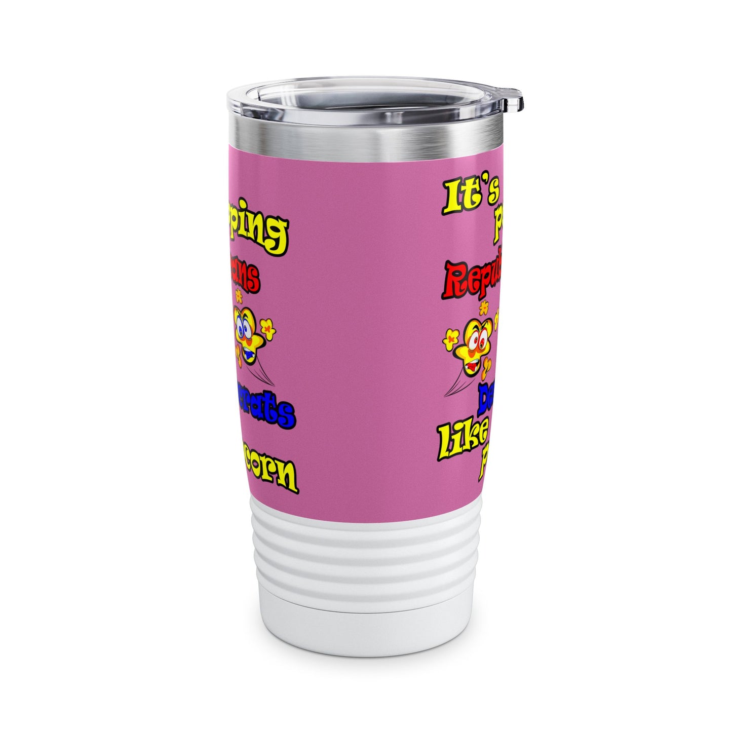 popping like popcorn - Ringneck Tumbler, 20oz (light pink)