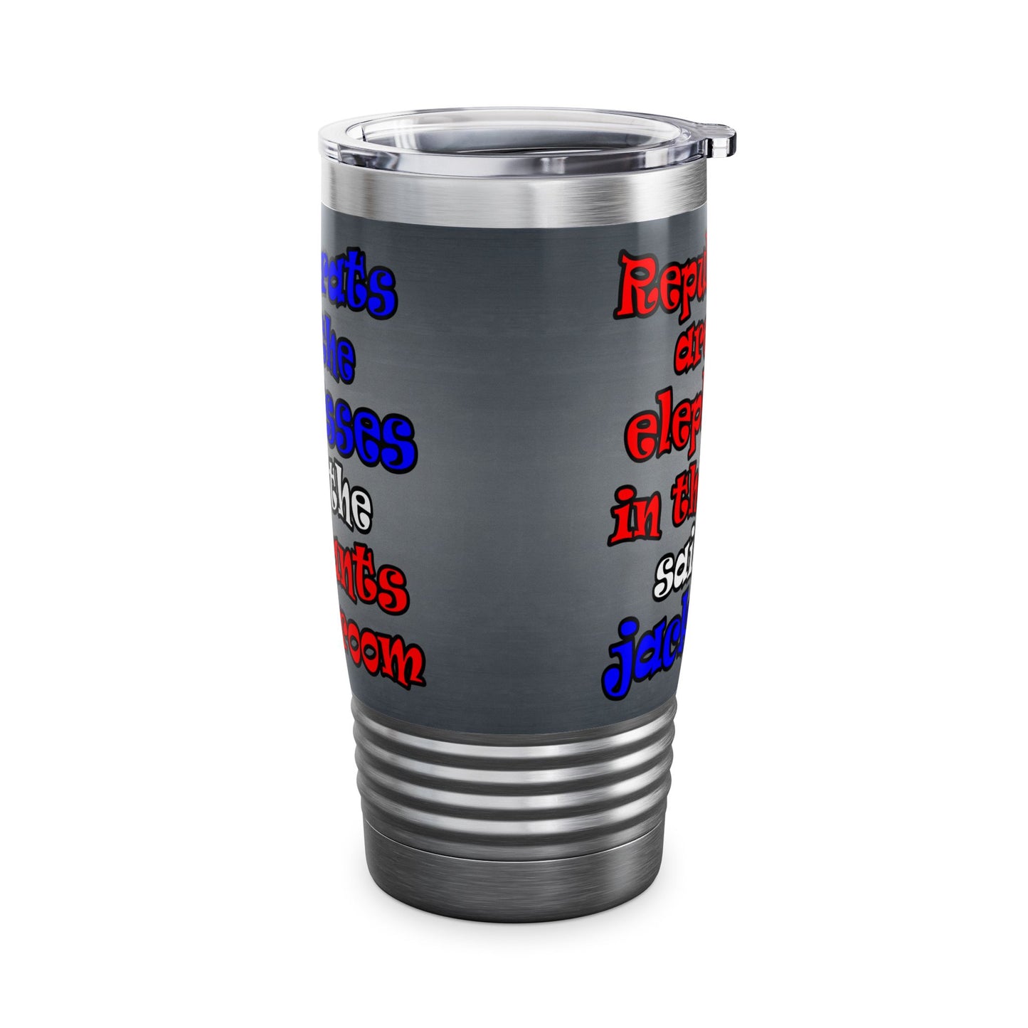 donkeys and elephants - Ringneck Tumbler, 20oz (grey-light grey)