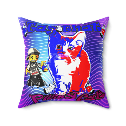 tag that - Spun Polyester Square Pillow - (purple wave)