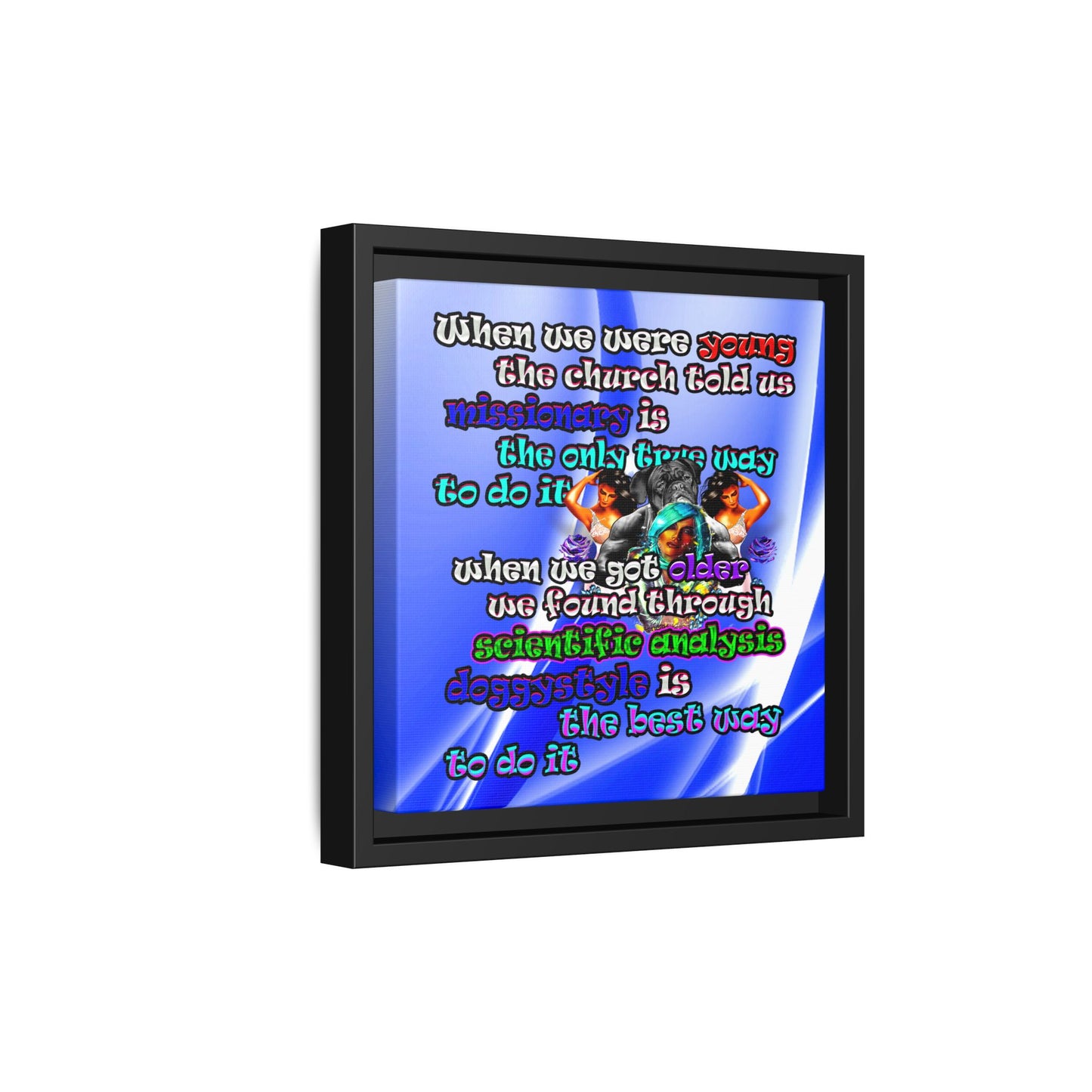 doggystyle - framed canvas art (blue-white wave)