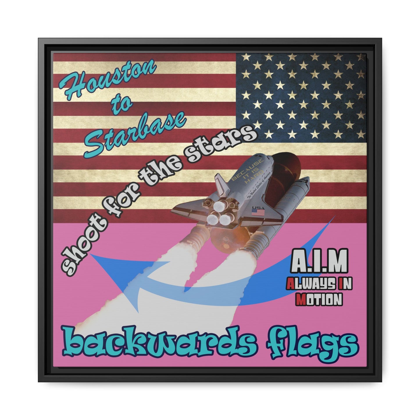 shoot for the stars - framed canvas art (light pink)